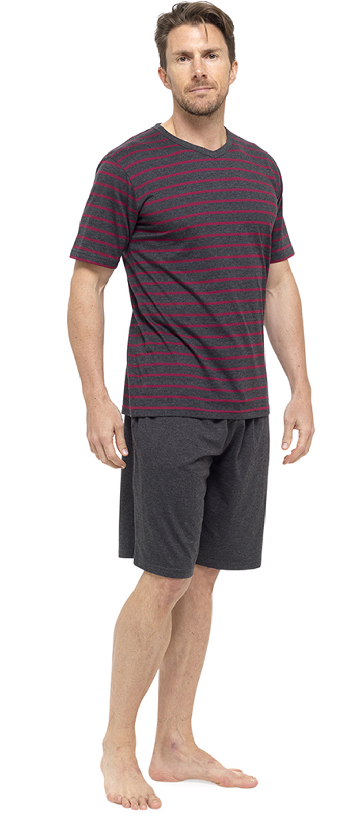 Mens Luxury 2 Piece Pyjama Set Short Sleeve Pyjamas Top + Shorts PJs